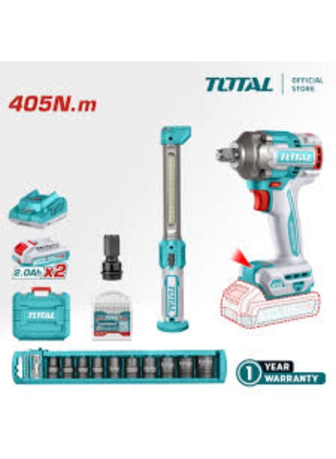 TOTAL 405Nm Impact Wrench (Pneumatic Style) with Bit Set - Image 1
